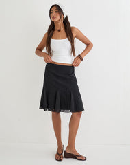 Saiwa Midi Skirt in Floral Lace Black