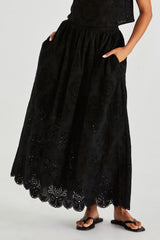 Ani Cotton Full Skirt - Black
