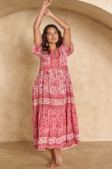 Cottesloe Beach Cotton Maxi Dress - Pinkfloral