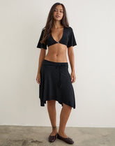 Nestapa Tie Waist Midi Skirt in Black