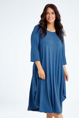 3/4 Sleeve Bamboo Maxi Dress - Denim