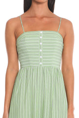 Saturday Sun Stripe Button-Front Maxi Dress Green