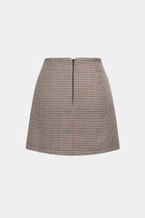 Plaid Print Asymmetrical Pleated Mini Skirt