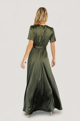 Agnes Satin Maxi Dress | Juniper Green