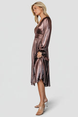 Aisha Shimmer Dress | Bronze