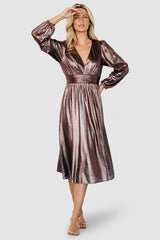 Aisha Shimmer Dress | Bronze