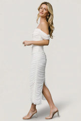 Alessandra Mesh Midi Dress | Off White