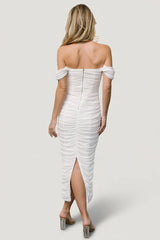 Alessandra Mesh Midi Dress | Off White