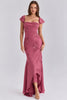 Arabella Rose Pink Satin Embellished Maxi Gown - Limited Edition