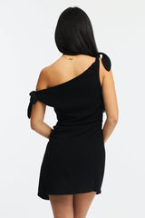 Black Bodycon Dress Tie Up Shoulder