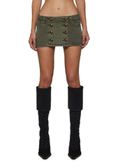 Military Rebel Twill Mini Skirt - Green