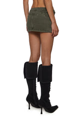 Military Rebel Twill Mini Skirt - Green