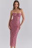 Alexia Amethyst Metallic Lace Strapless Midi Dress