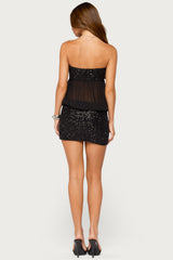 Feyla Sequin Chiffon Strapless Mini Dress
