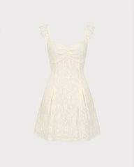 Apricot Sweetheart Neck Floral Lace Mini Dress