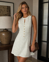 Apricot Sleeveless Jacquard Mini Dress