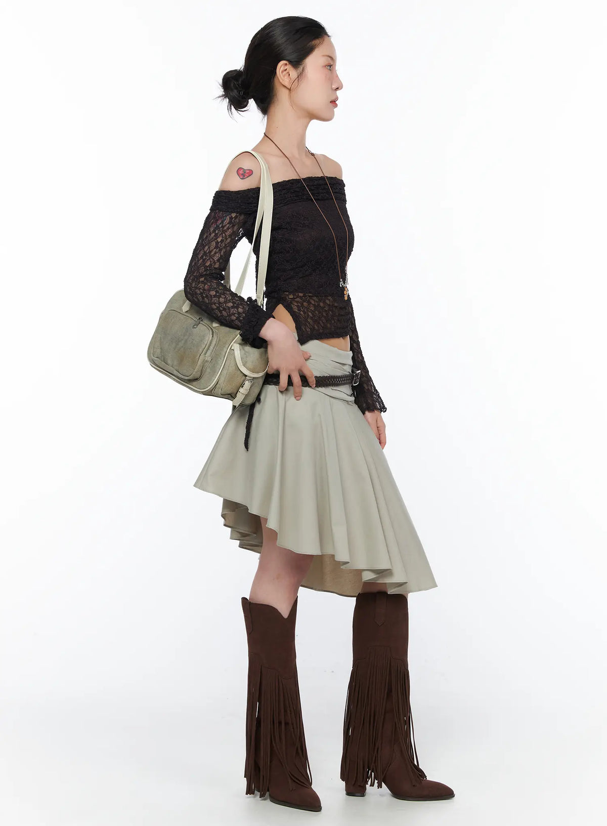 Asymmetrical Flare Midi Skirt CA524