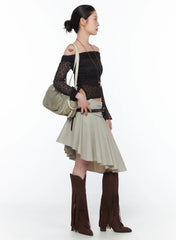 Asymmetrical Flare Midi Skirt CA524