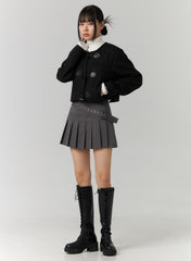 Asymmetrical Belt Pleated Mini Skirt CD308