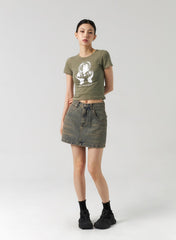 A-Line Denim Mini Skirt CU321