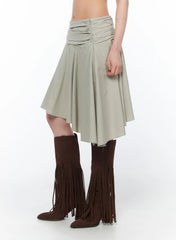 Asymmetrical Flare Midi Skirt CA524