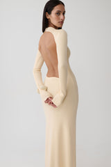 Rowan Long Sleeve Knit Maxi Dress - Cream