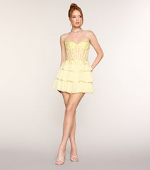 Lisa Glitter Mesh Corset Skater Dress