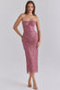 Alexia Amethyst Metallic Lace Strapless Midi Dress