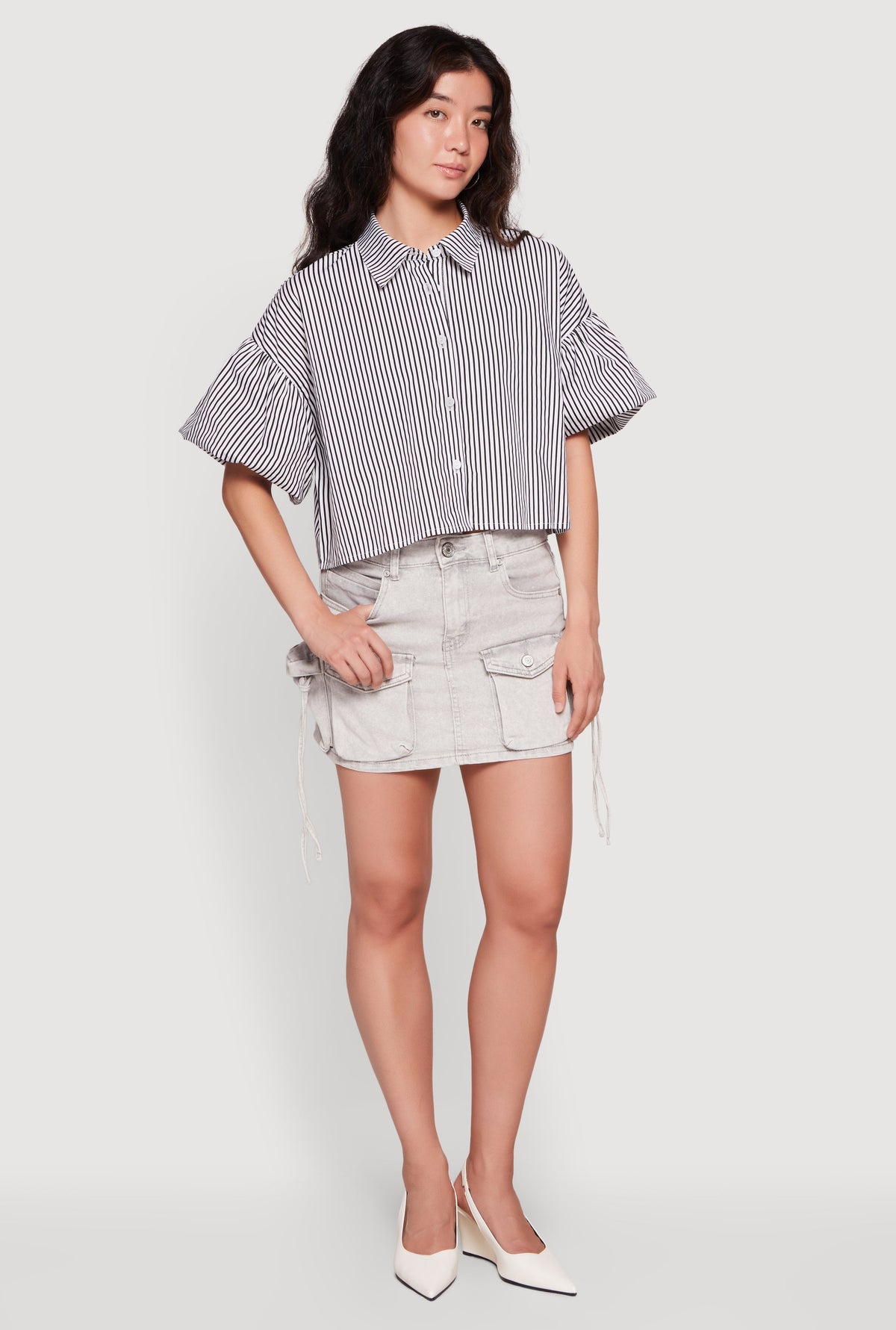 Acid Wash Cargo Skirt