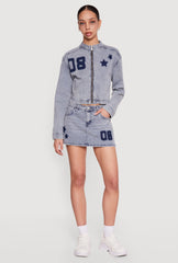 Almost Famous 08 Star Graphic Denim Mini Skirt