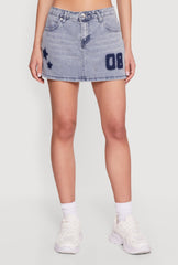Almost Famous 08 Star Graphic Denim Mini Skirt
