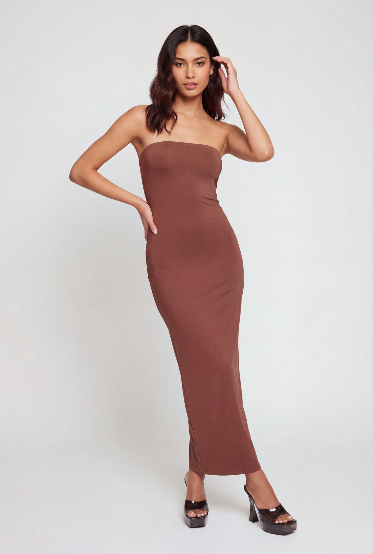 Back Slit Tube Maxi Dress