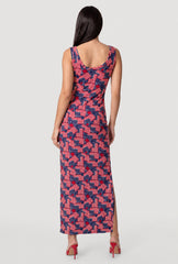 American Flag Patterned Side Slit Midi Dress