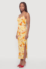 Abstract Print Side Slit Maxi Dress