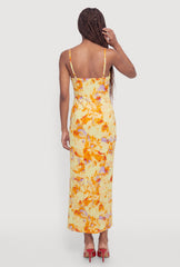 Abstract Print Side Slit Maxi Dress