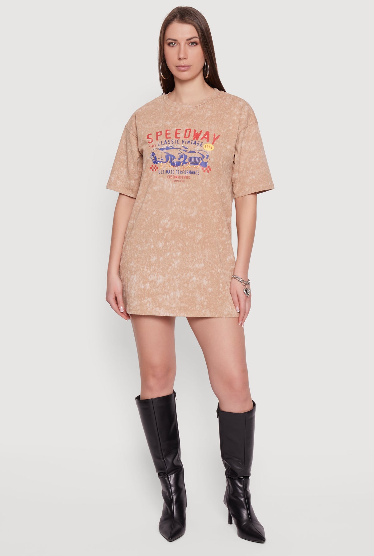 Acid Wash Graphic T-Shirt Dress