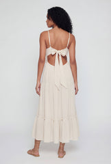 Beaded Crochet Detail Tiered Midi Dress