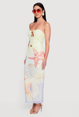 Almost Famous Starfish and Seashell Print Maxi Dress