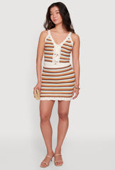 Almost Famous Striped Crochet Mini Skirt