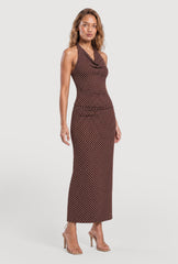 Almost Famous Polka Dot Halter Top and Skirt Set