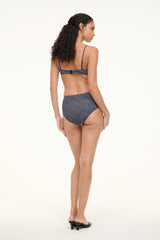 Brenton Bikini Bottom | Black Woodblock Ditsy Floral
