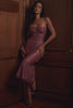 Alexia Amethyst Metallic Lace Strapless Midi Dress