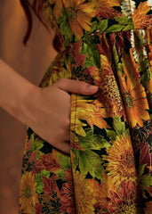 Vintage Style Midi Dress Sunflower Floral