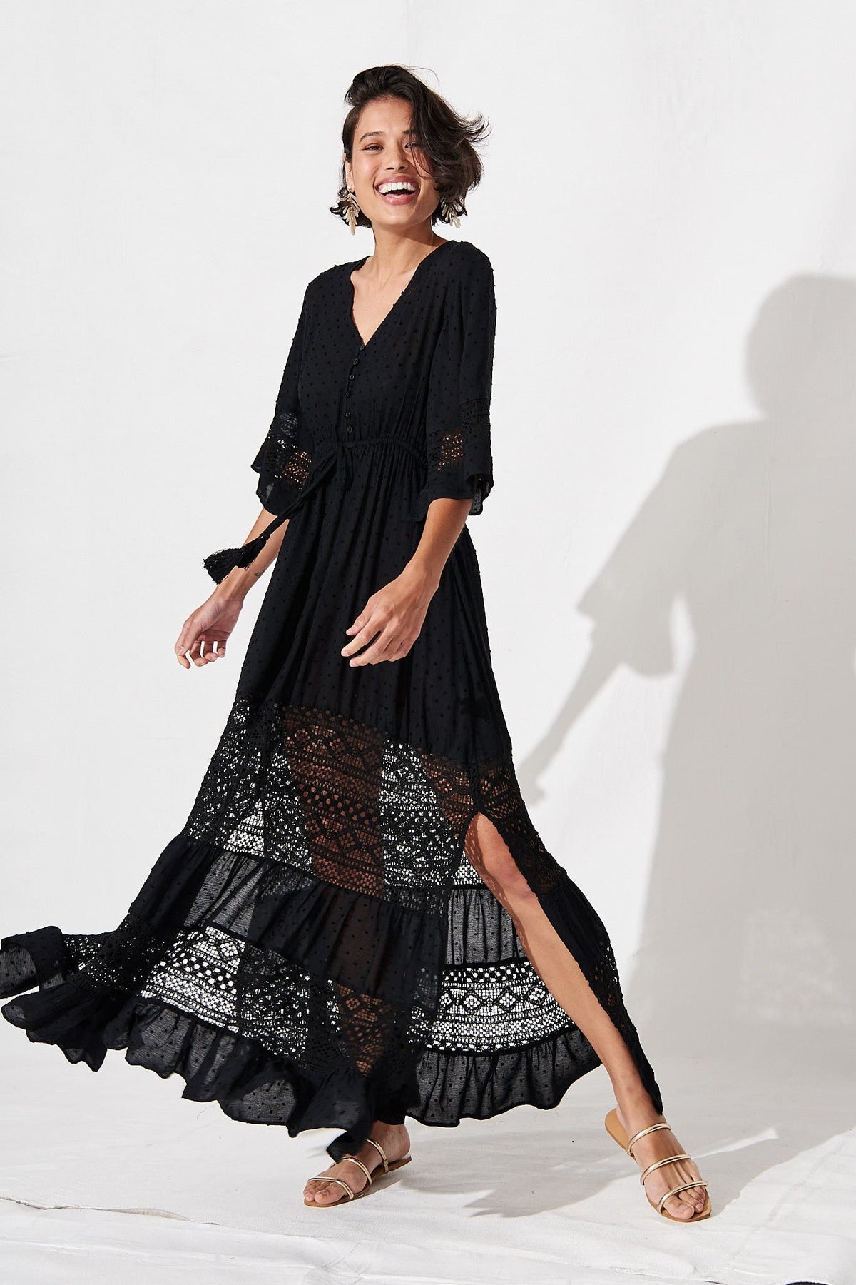 Boheme Dress in Black Swiss Dot
