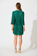 Belle Dress in Dark Green Plisse