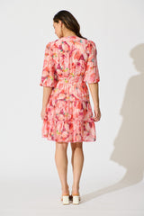 Camelia Dress in Pink Watercolour Print