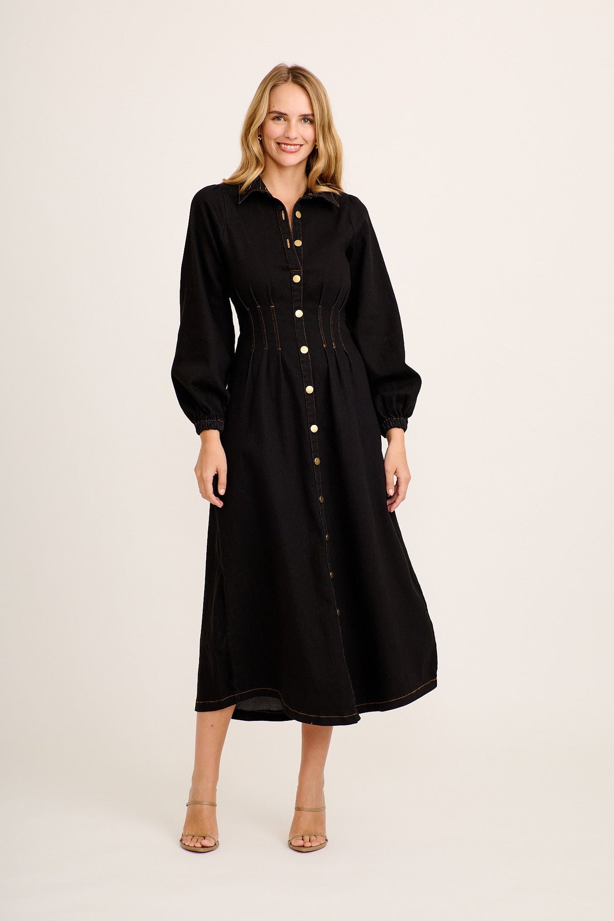 Avenue Maxi Dress in Black Denim