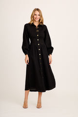 Avenue Maxi Dress in Black Denim