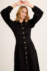 Avenue Maxi Dress in Black Denim