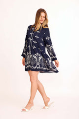 Cirelle Smock Dress in Navy Floral